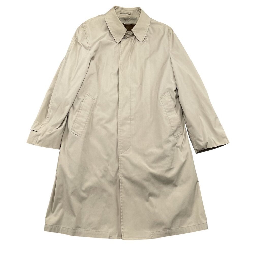 VTG 1970s London Fog by Greenwood Trench Coat Mens 42R Beige Faux Fur Lined